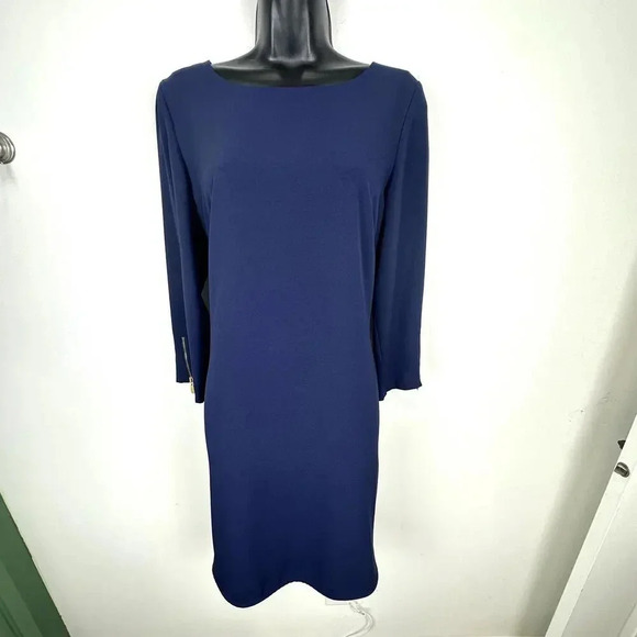 Laundry NWOT Navy 3/4 Sleeve Midi Shift Dress SIZE 8 - Picture 1 of 9